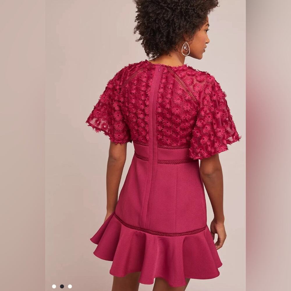 NWT ANTHROPOLOGIE KEEPSAKE Rosabelle mini dress in raspberry M - Picture 3 of 10